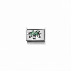 Nomination Classic Silver Palm Tree with Green CZ Link