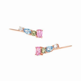 Nomination Colour Wave Ear Climber, Mixed Cubic Zirconia, 22K Rose Gold