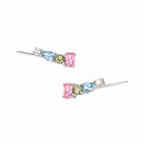 Nomination Colour Wave Ear Climber, Mixed Cubic Zirconia, Silver