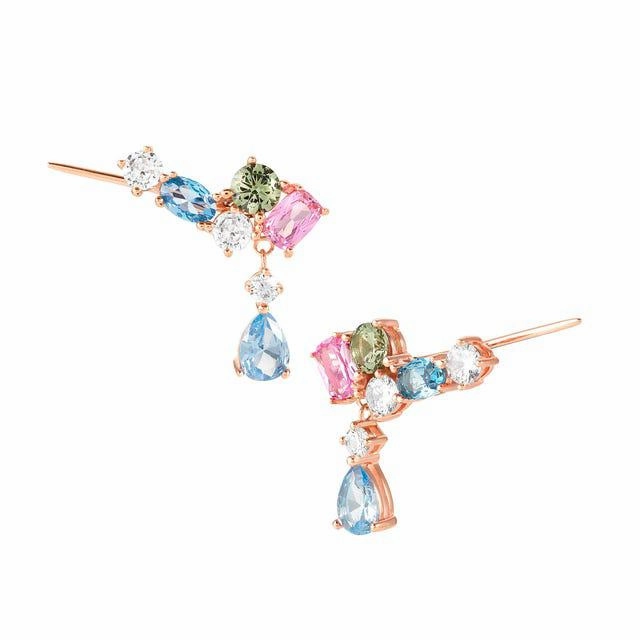 Nomination Colour Wave Ear Climber, Pendant, Mixed Cubic Zirconia, 22K Rose Gold