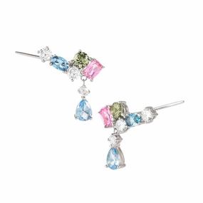 Nomination Colour Wave Ear Climber, Pendant, Mixed Cubic Zirconia, Silver