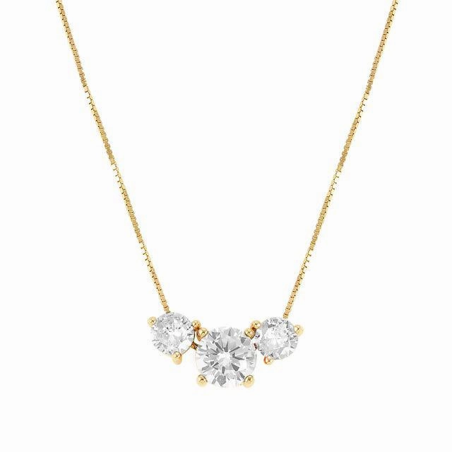 Nomination Colour Wave Necklace, 3 White Cubic Zirconia, 24K Gold
