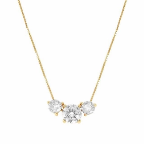 Nomination Colour Wave Necklace, 3 White Cubic Zirconia, 24K Gold
