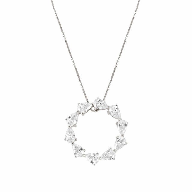 Nomination Colour Wave Necklace, Circular Pendant, White Cubic Zirconia, Silver