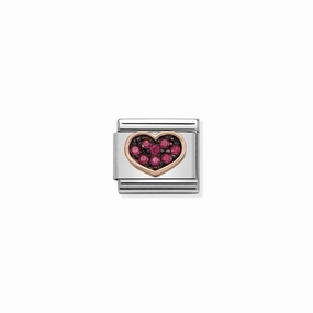 Nomination Composable Classic Link Heart with Red Stones