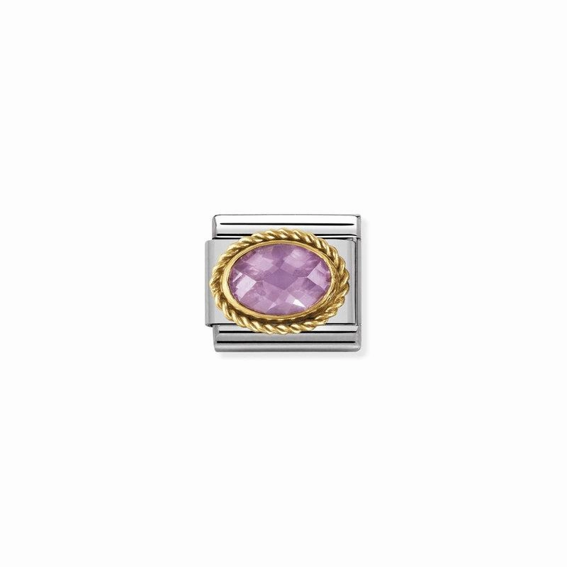 Nomination Composable Classic Link in Gold with pink and oval Stones
