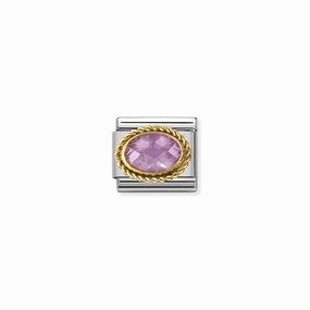 Nomination Composable Classic Link in Gold with pink and oval Stones