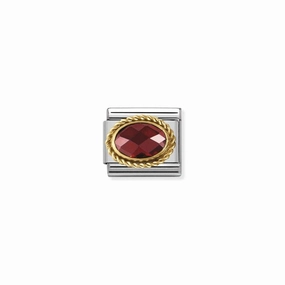 Nomination Composable Classic Link in Gold with red and oval Stones
