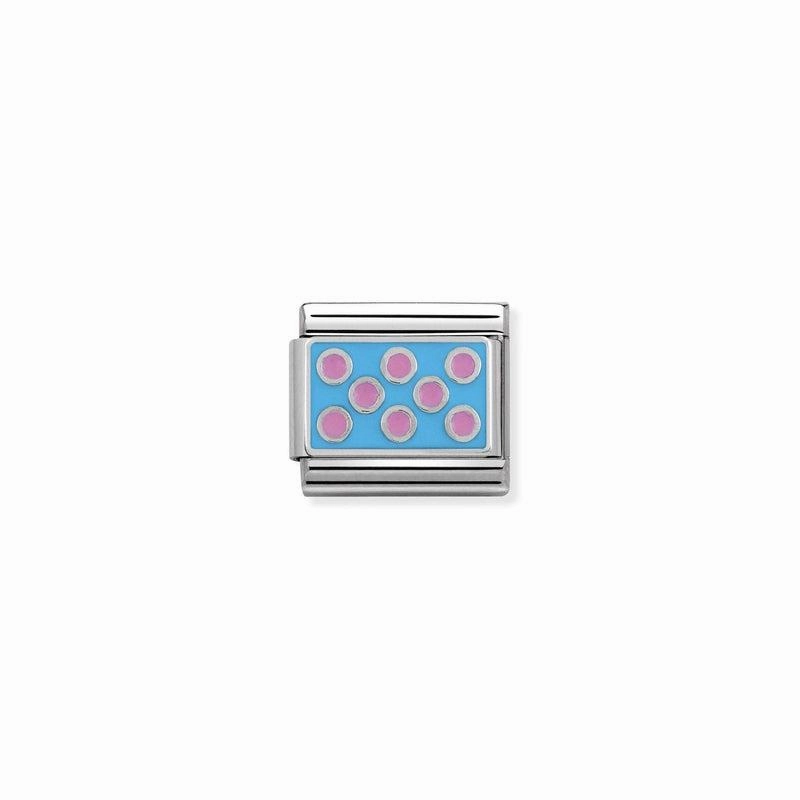 Nomination Composable Classic Link pink Dots with light blue background