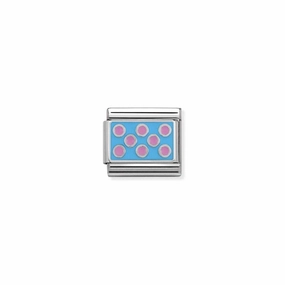 Nomination Composable Classic Link pink Dots with light blue background