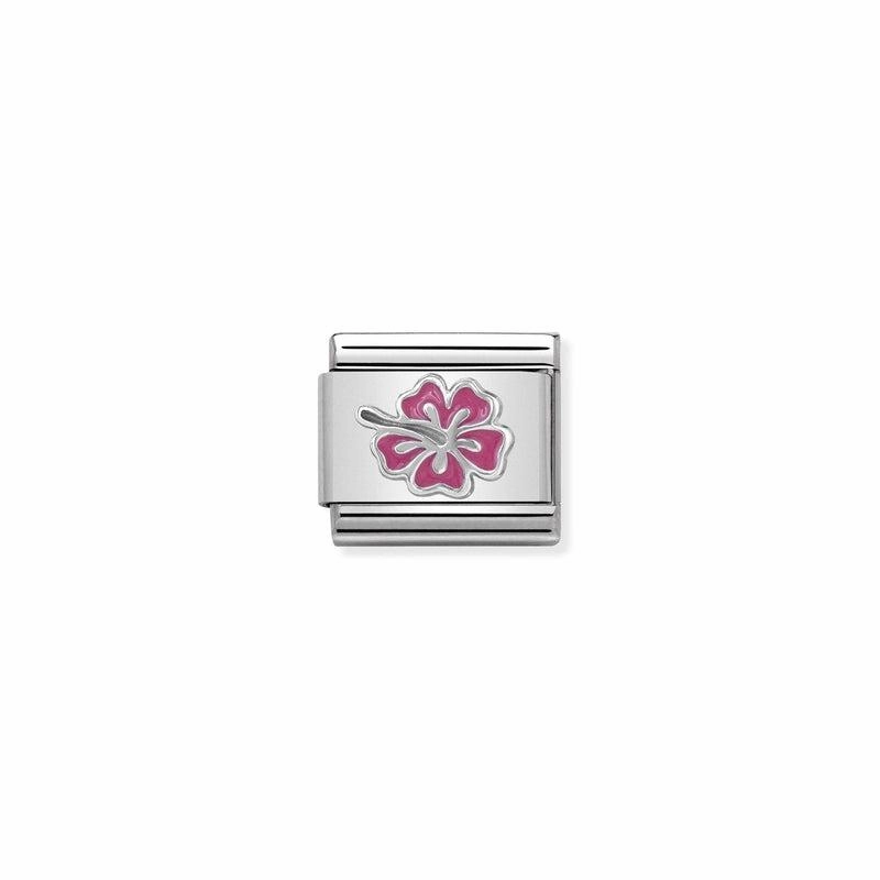 Nomination Composable Classic Link pink Hibiscus in Silver