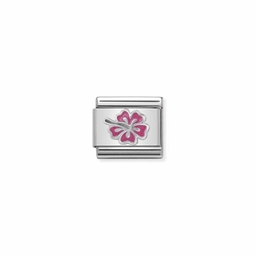 Nomination Composable Classic Link pink Hibiscus in Silver