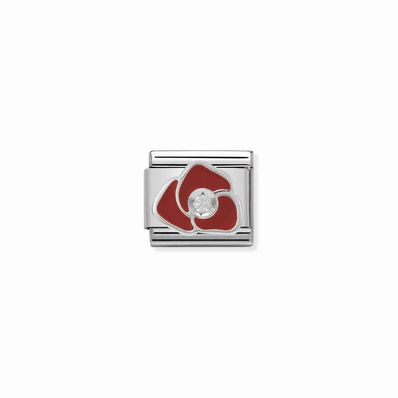 Nomination Composable Classic Link red Rose in Enamel and Stone