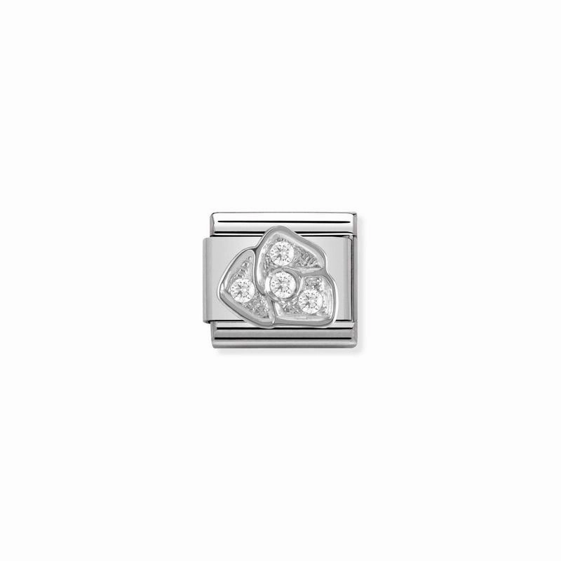 Nomination Composable Classic Link Rose in Silver and Stones