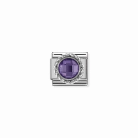 Nomination Composable Classic Link Round faceted purple Stone and Silver