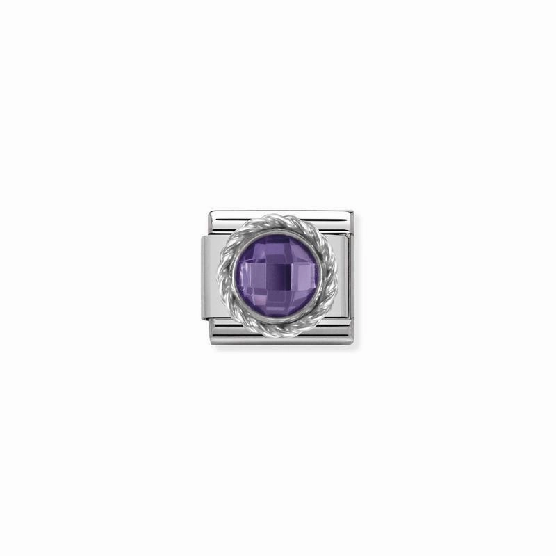 Nomination Composable Classic Link Round faceted purple Stone and Silver