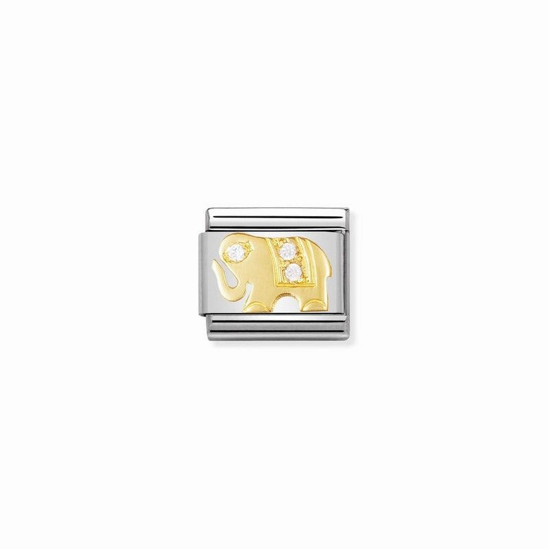 Nomination Composable Classic Link white Elephant with Stones