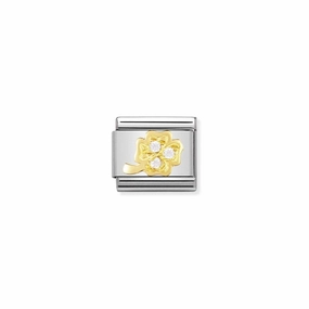 Nomination Composable Classic Link white Four-Leaf Clover with Stones