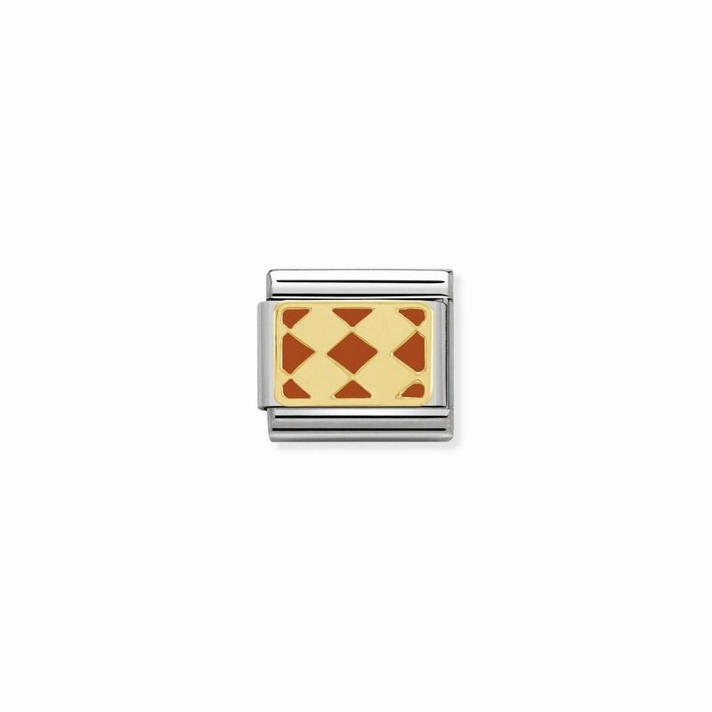 Nomination Composable Classic orange Plaque with Rhombuses Link
