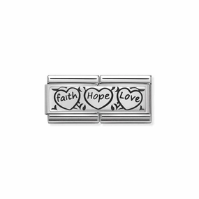 Nomination Composable Double Link Faith Hope Love, Silver