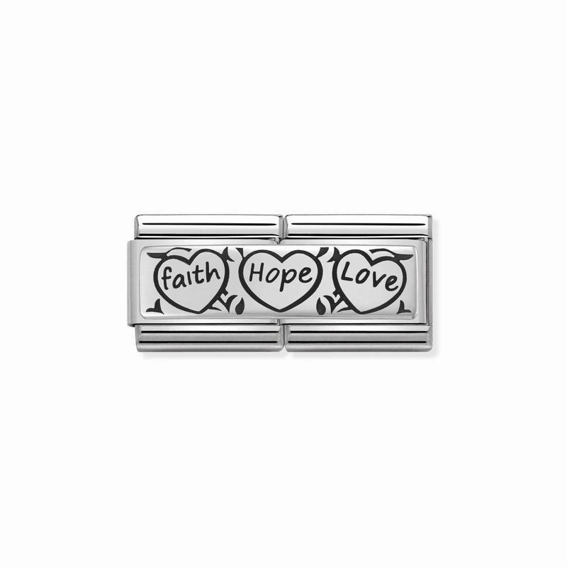 Nomination Composable Double Link Faith Hope Love, Silver