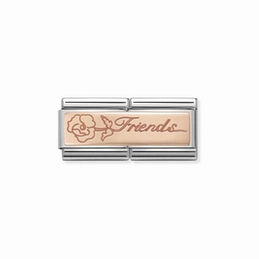 Nomination Composable Double Link Friends With Flower, 9K Rose Gold