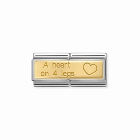 Nomination Composable Double Link Heart On Four Legs, 18K Gold
