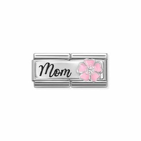 Nomination Composable Double Link Mom, Flower, Silver & Enamel