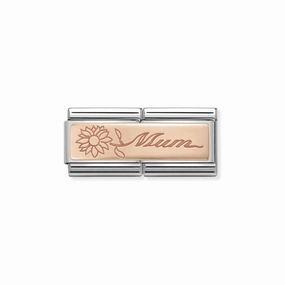 Nomination Composable Double Link Mum With Flower, 9K Rose Gold