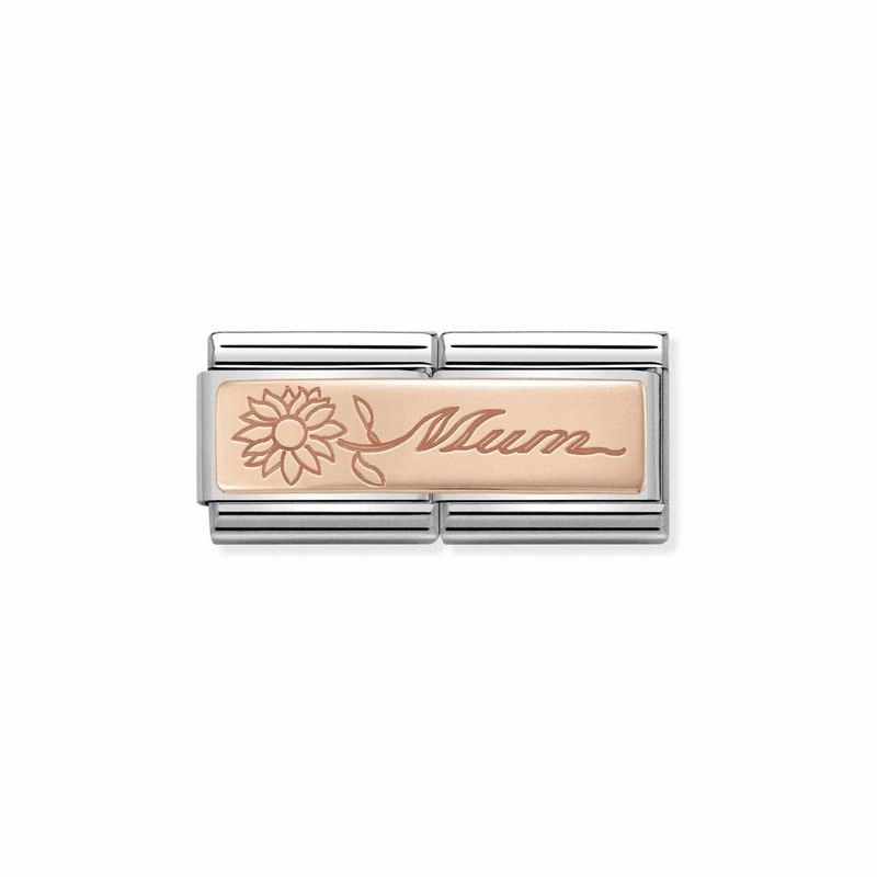Nomination Composable Double Link Mum With Flower, 9K Rose Gold