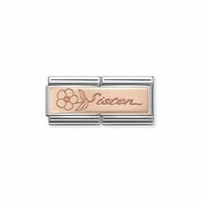 Nomination Composable Double Link Sister With Flower, 9K Rose Gold
