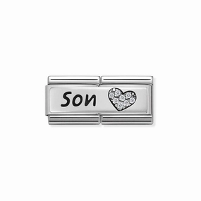 Nomination Composable Double Link Son, Cubic Zirconia, Silver