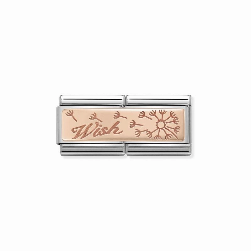 Nomination Composable Double Link Wish With Dandelion, 9K Rose Gold
