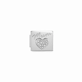 Nomination Composable Glam Link Mum Heart, Cubic Zirconia, Silver