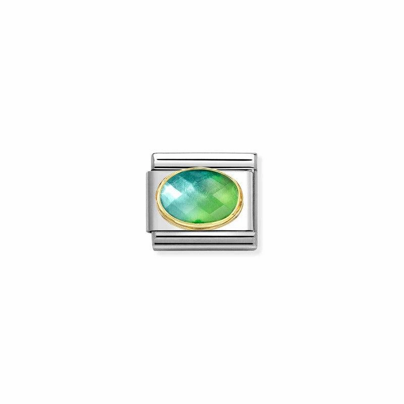 Nomination Composable Link 2-Tone Blue-Green, Faceted Stone, 18K Gold