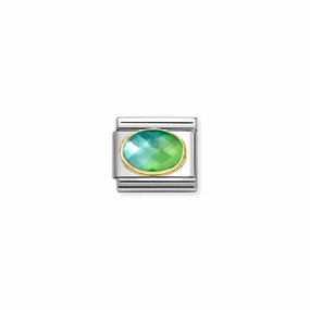 Nomination Composable Link 2-Tone Blue-Green, Faceted Stone, 18K Gold