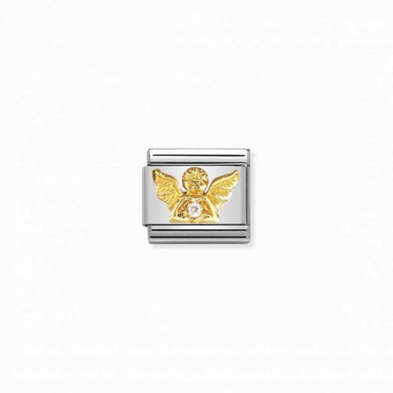 Nomination Composable Link Angel, Cubic Zirconia, 18K Gold