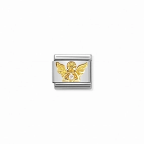 Nomination Composable Link Angel, Cubic Zirconia, 18K Gold