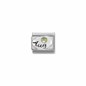 Nomination Composable Link August, Peridot Stone, Silver