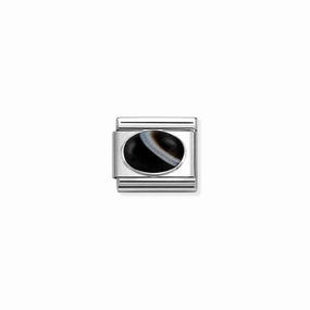 Nomination Composable Link Banded Onyx Stone, Silver