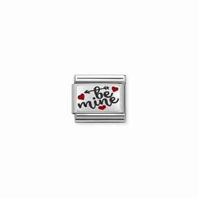 Nomination Composable Link Be Mine, Red Hearts, Silver & Enamel