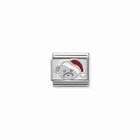 Nomination Composable Link Bear With Hat, Silver & Enamel