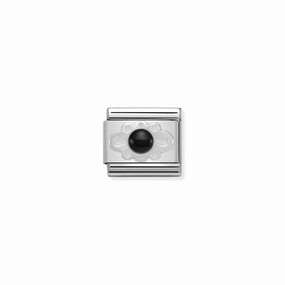 Nomination Composable Link Black Agate Stone, Silver