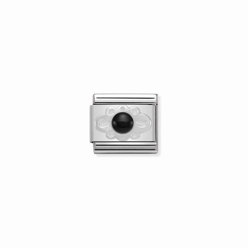 Nomination Composable Link Black Agate Stone, Silver