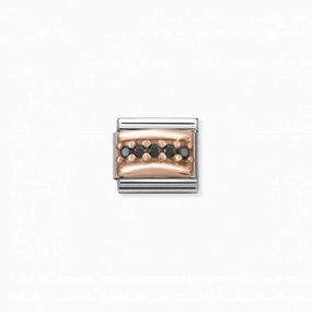 Nomination Composable Link Black Arch, Black Cubic Zirconia, 9K Rose Gold