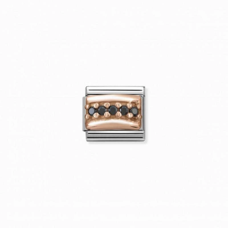 Nomination Composable Link Black Arch, Black Cubic Zirconia, 9K Rose Gold