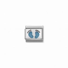 Nomination Composable Link Blue Footprints, Silver & Enamel