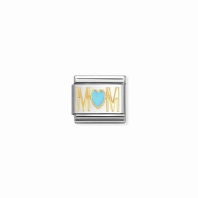 Nomination Composable Link Blue Heart Mom, 18K Gold