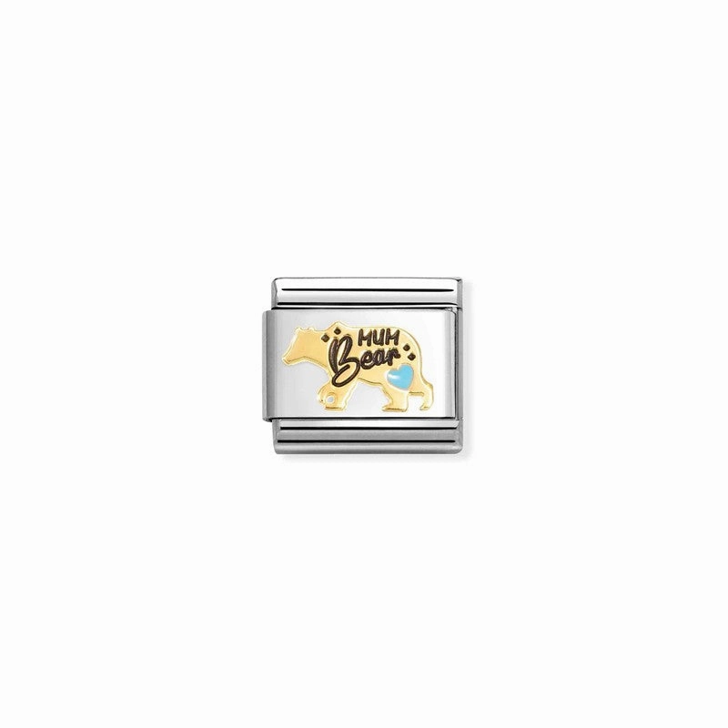 Nomination Composable Link Blue Mum Bear, 18K Gold & Enamel