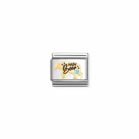 Nomination Composable Link Blue Mum Bear, 18K Gold & Enamel